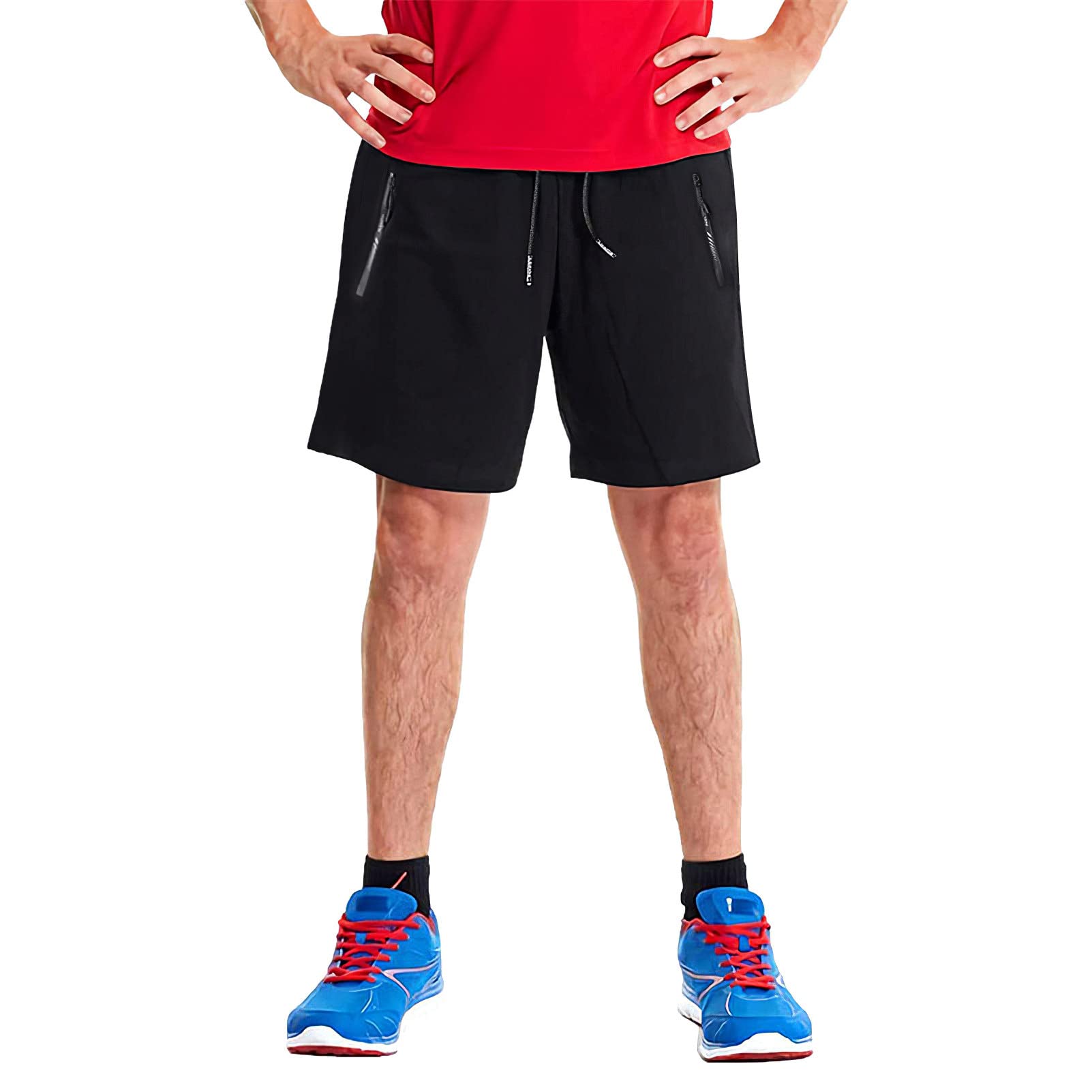 rismart Hombres Secado Rápido Pantalones Cortos Entrenamiento Corriendo Caminando Atlético Shorts con Cremallera Bolsillos
