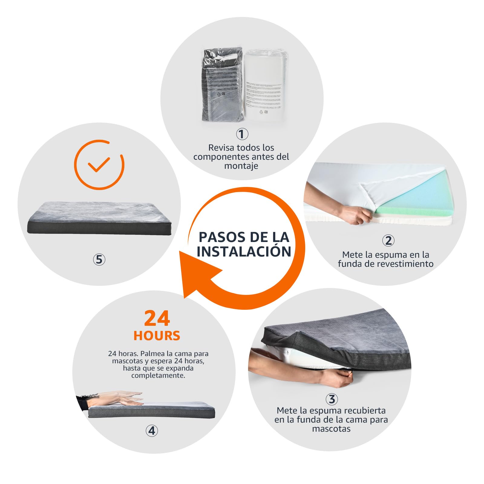 Amazon Basics Colchón grande para perros y mascotas, espuma viscoelástica de gel para soporte, funda extraíble y lavable, gris, 89 x 56 x 8 cm (L x W x H)
