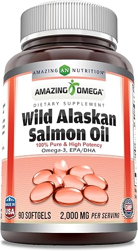 Miniatura 8 de Increíble Omega Wild Alaskan Salmon Oil 2000mg por porción Softgels Suplemento (360)