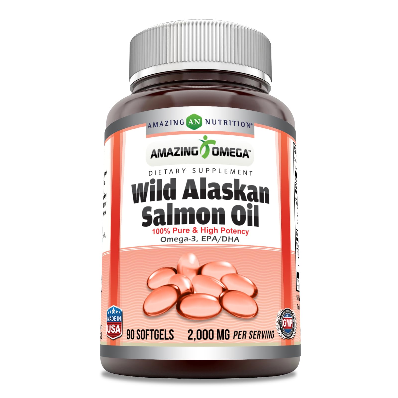 Amazing Omega Wild Alaskan Salmon Oil 2000mg Per Serving Softgels Supplement (90) Unflavored | 90