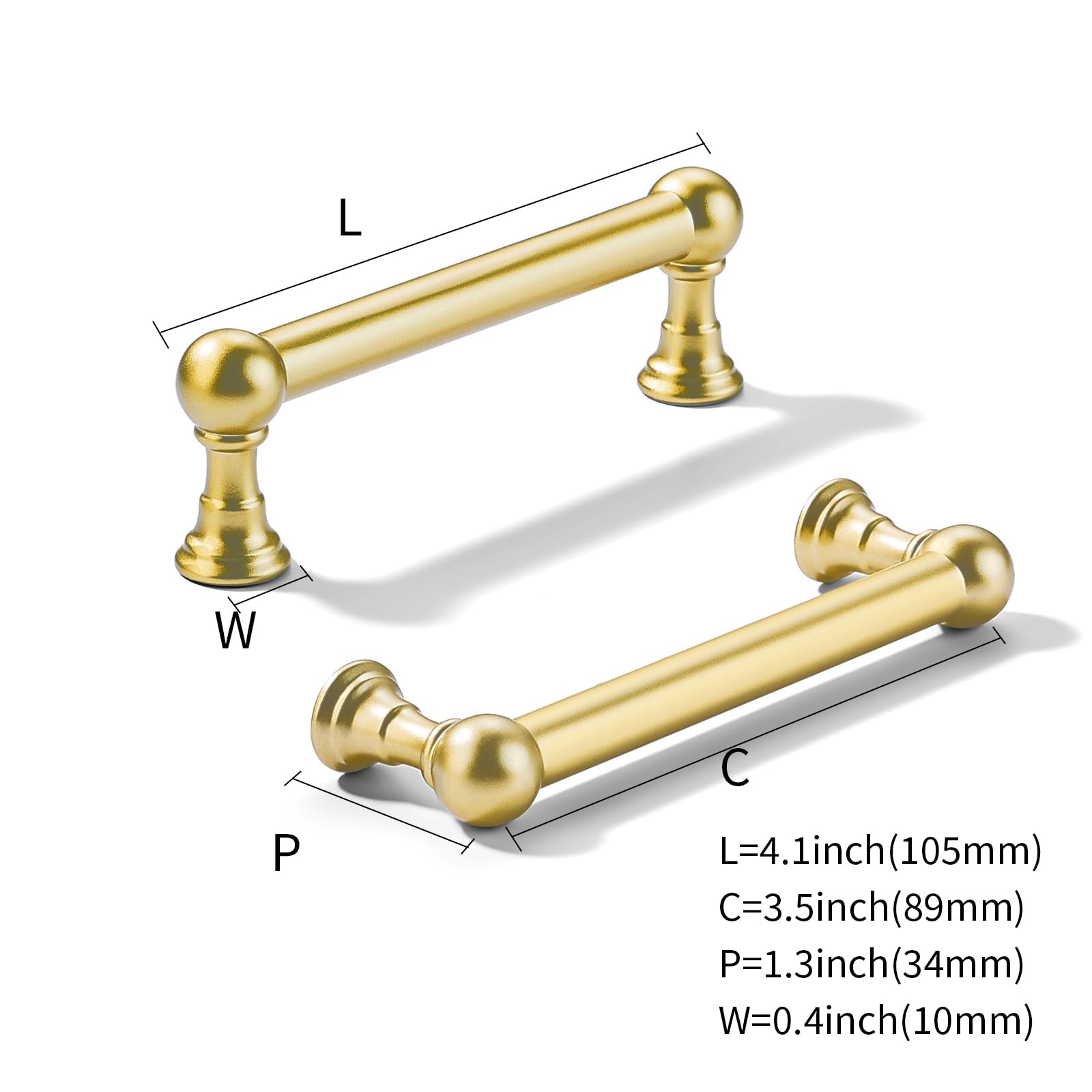 Arch Brushed Gold Cabinet Pull - KH309, 3-1/2 in (89 mm) — KHTUMEWARE