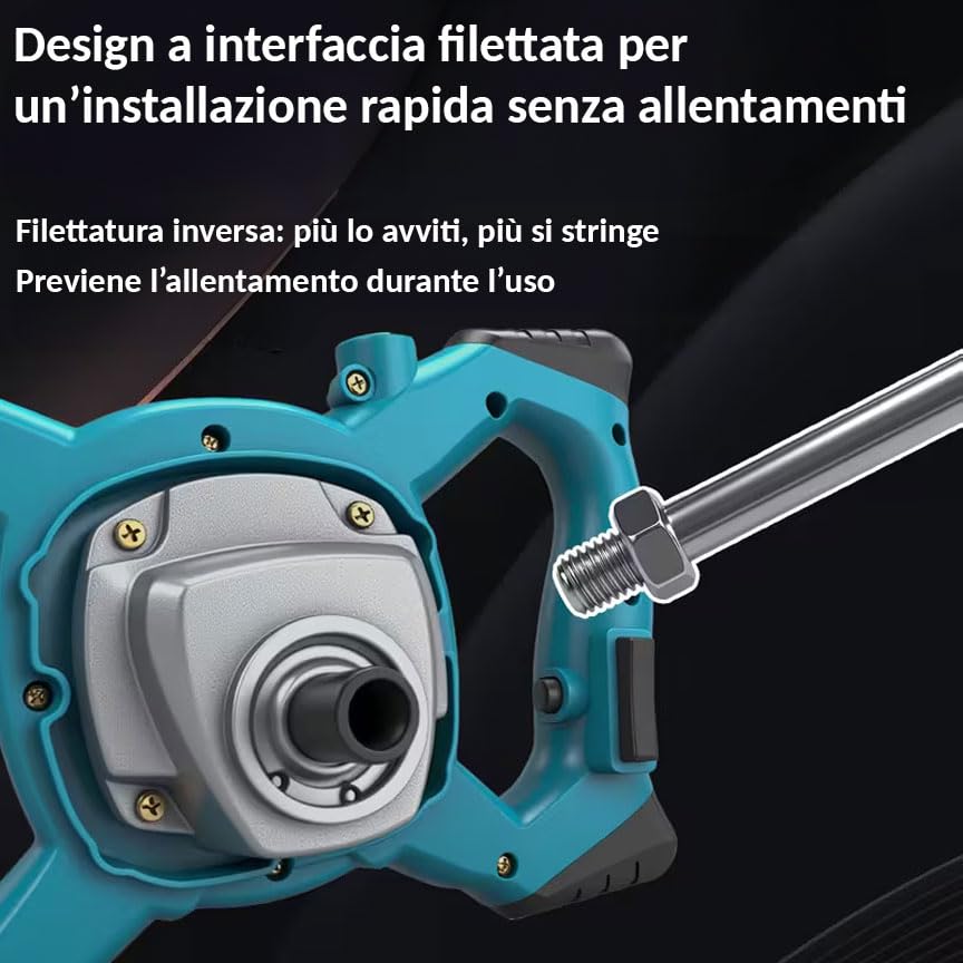 Miscelatore Cemento 2600W 6 Marce con Frusta – Agitatore Elettrico Professionale per Malta, Vernice, Colla e Intonaco – Impugnatura Ergonomica Antiscivolo e Regolazione di Velocità