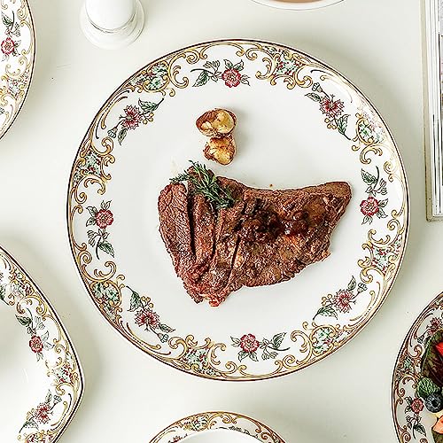 ACMLIFE Bone China Dinnerware Set for 4, 12-Piece Vintage Floral Dinnerware Set, Kitchen Plates and Bowls Set, Christmas Gifts for Women (White) by ACMLIFE - Image 6