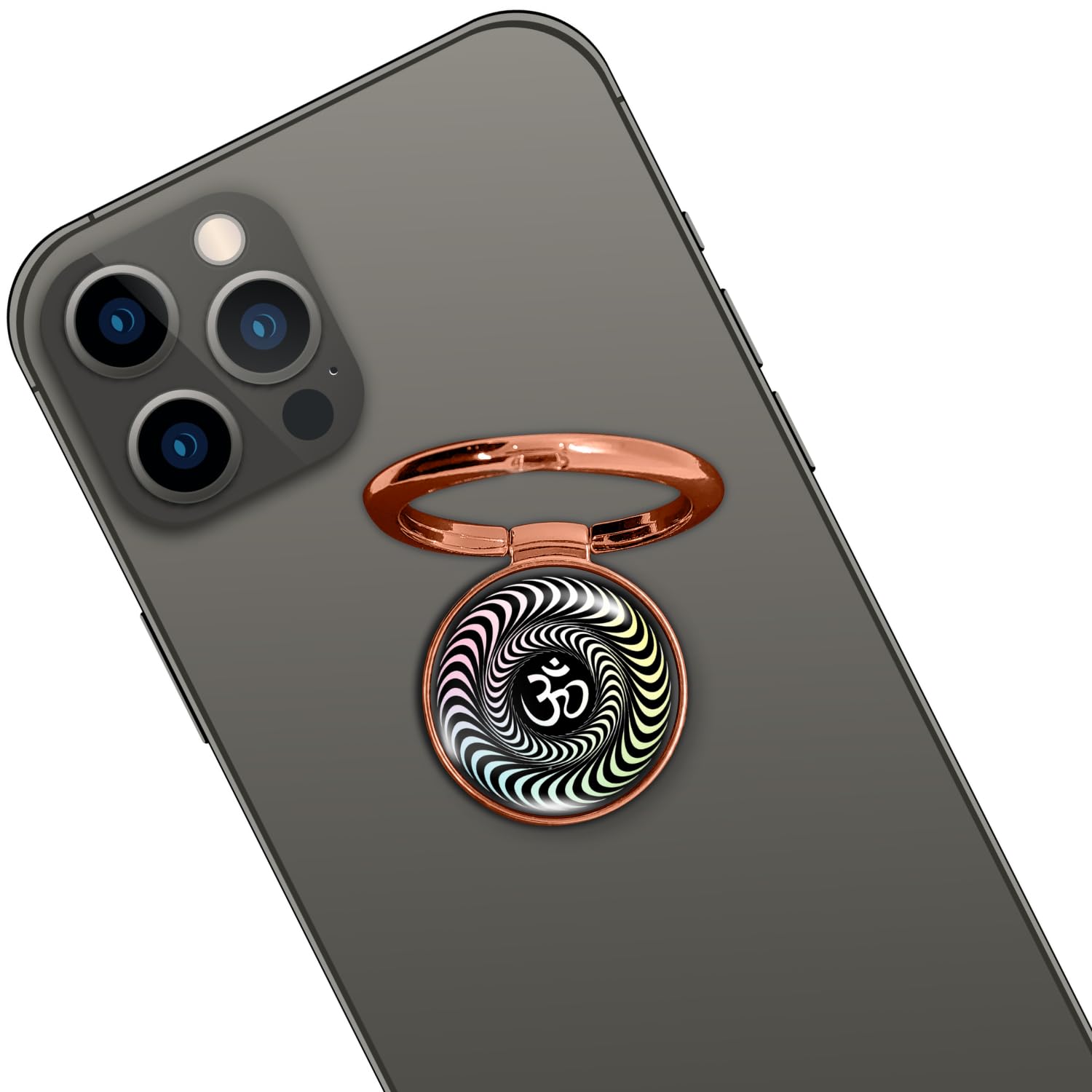 Swap-n-Snap Rose Gold 360 Holo-Ring Mobile Phone Grip Holder with Changeable Logo - Om Vibrant Design-image-29