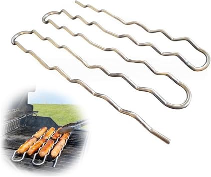 ANISKEBBR Stainless Steel 360 Rotating Sausage Grill Rack Outdoor BBQ Tool for Camping Cookouts