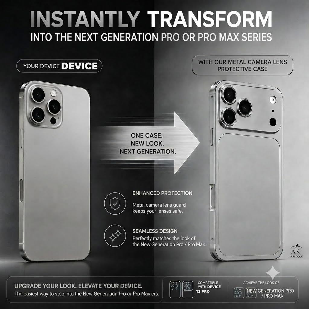 Metal Conversion Kit for i Phone 16 Pro Max to i Phone 17 Pro Max Look | Aluminum Back Plate with Metal Camera Frame | Shockproof Back Housing Replacement | Silver — Amazon image 3