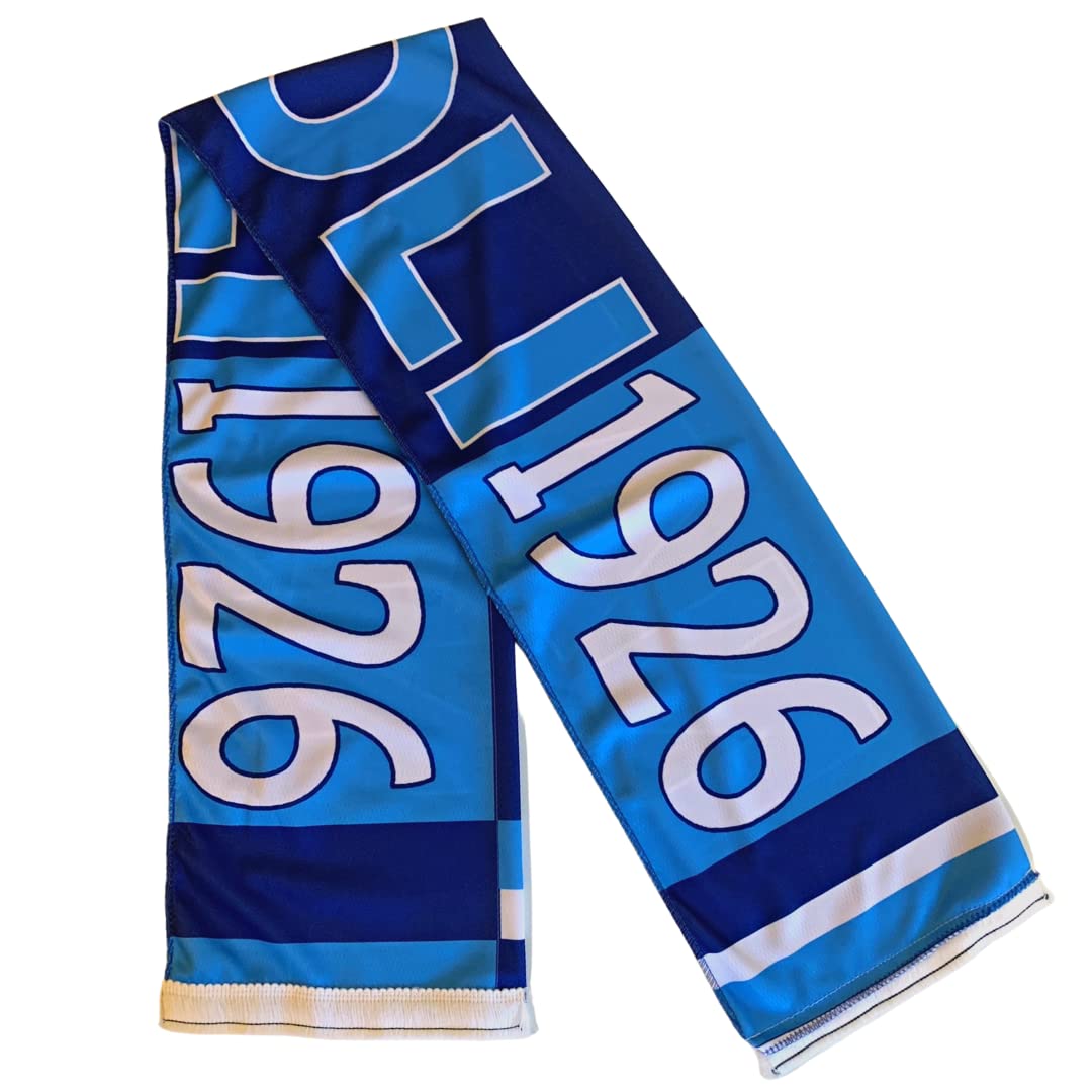 Szalik Napoli Poliestere 20x120 cm Frange Tifo Azzurro Blu Bianco