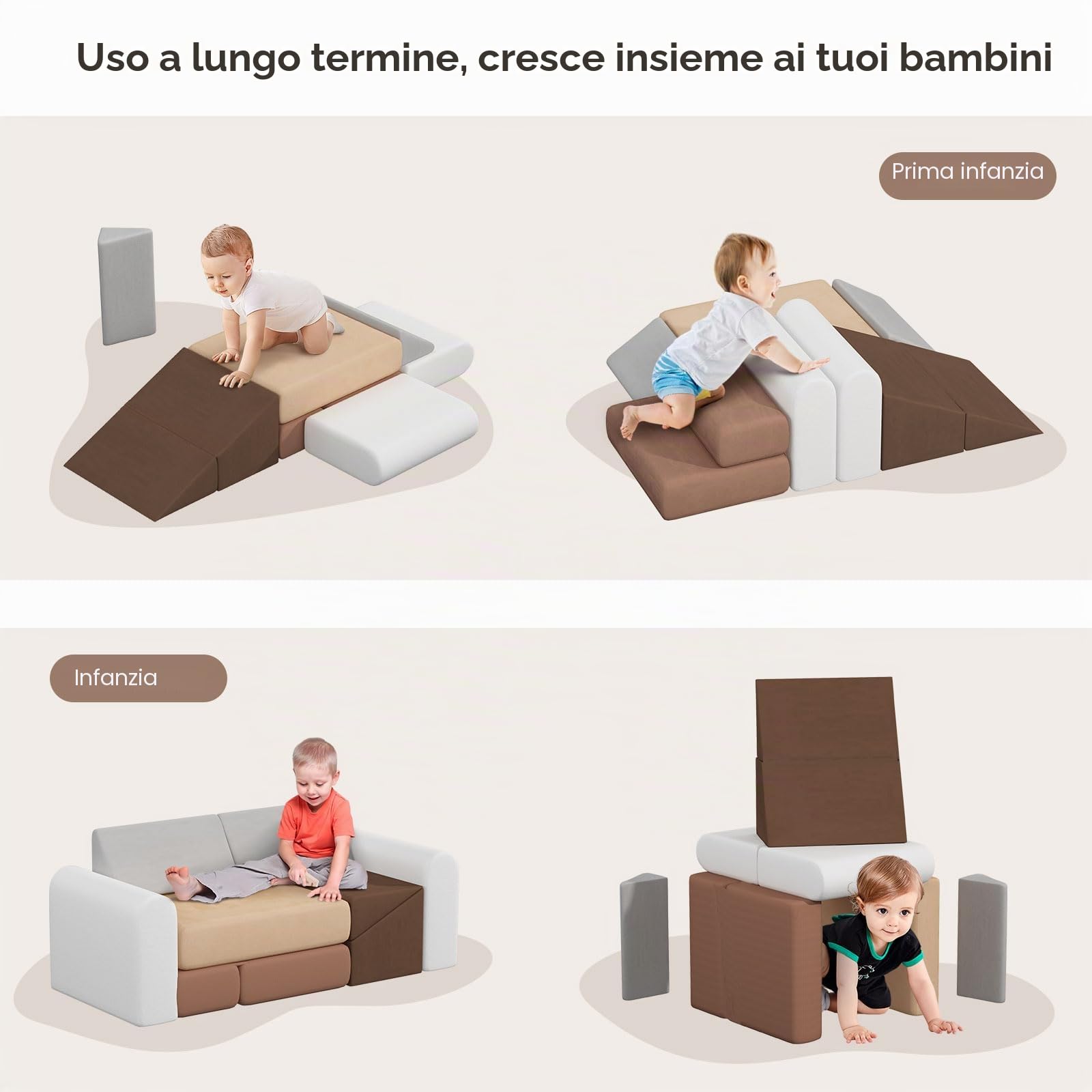 Blocchi di Schiuma per Arrampicata per Bambini, Divano Morbido e Attrezzatura da Gioco