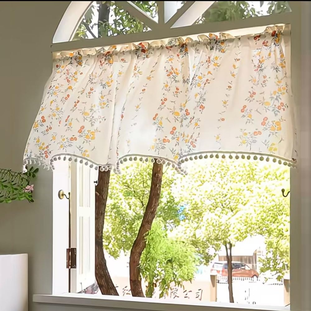 Rideaux Voilage Court Brise-Bise Rideau De Fenêtre Petit avec Passe Tringle Demi Rideau Translucides pour Cuisine Armoire Étagère Placard(W 250 x L 100 cm(98" x 39"))