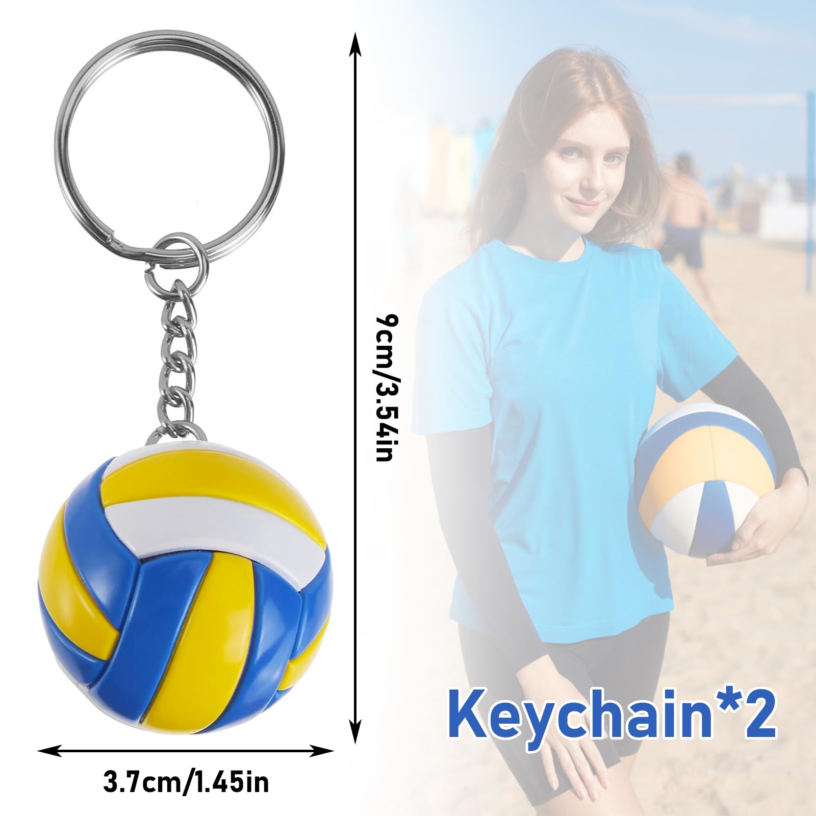 Ciondolo Pallavolo 2 Pezzi - Portachiavi Sport Giocatore Di Pallavolo A Forma Di Palla - Ornamento per Natale