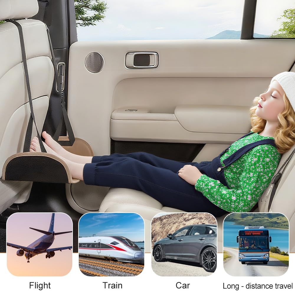 reposapiés coche niño, reposapies avión con Correa Ajustable y Panel para Soporte, reposapié silla coche diseño de oso lindo, reposapiés de avión para viaje