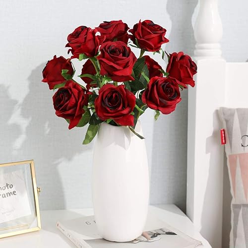 Miniatura 31 de Veryhome - Ramo de flores artificiales de seda con sensación real al tacto, ramo de boda para celebraciones en el jardín del hogar o decoración