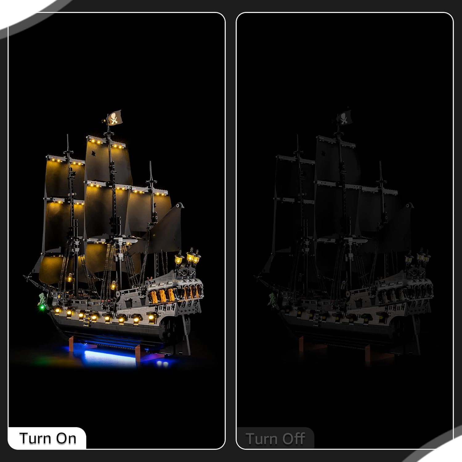 Nitemode LED Light Kit Compatible with Lego Captain Jack Sparrow’s Pirate Ship10365, Upgraded Remote Sound Multi-Light Sequence Design with Original Movie Soundtrack Lighting Accessories(No Model)