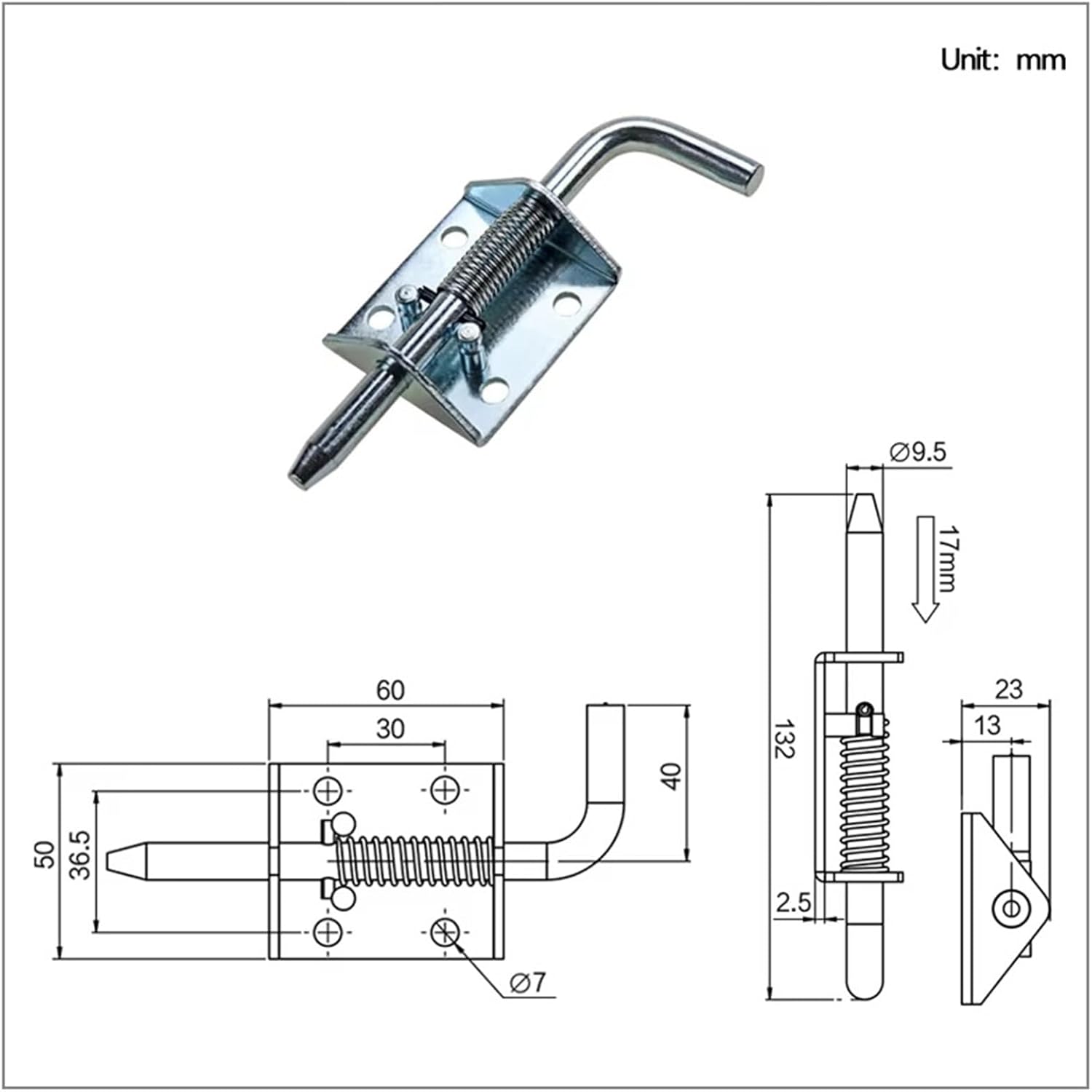 Iron Hinge Chain with Spring Industrial Box Cabinet L-Shaped Telescopic Door Bolt 1Pcs