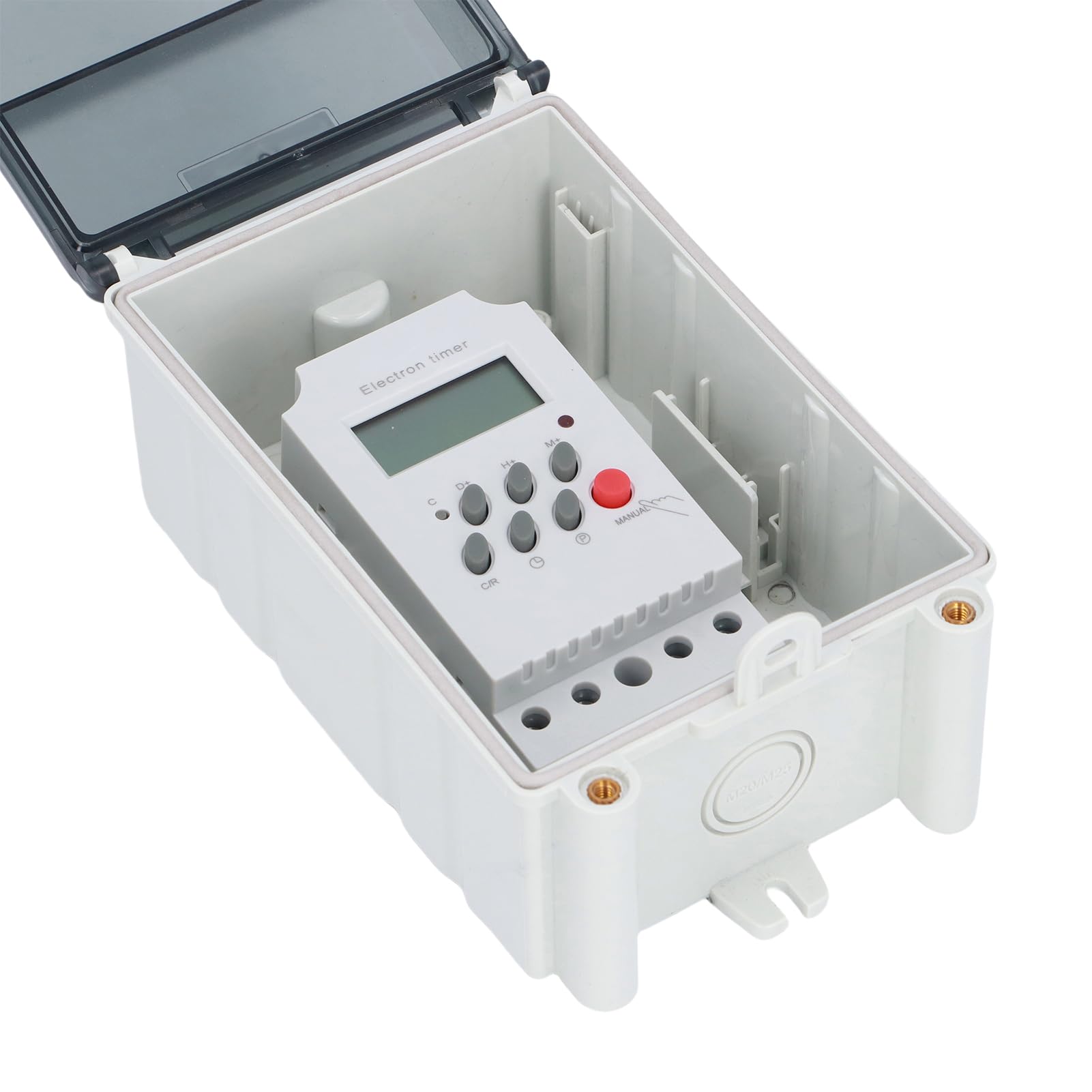 Timer Programmabile per Pompa Piscina, Interruttore Esterno | Timer per Pompa Acqua, ABS+PC, IP67 Antipioggia, 28 Programmi, Display LCD