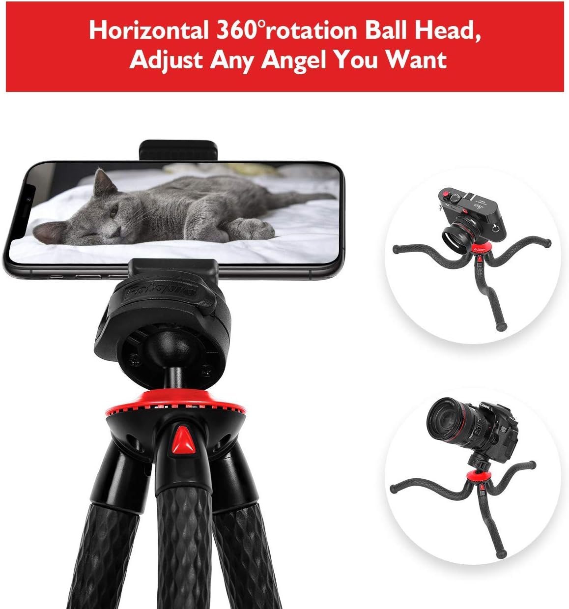 Fotopro UFO2 Phone Tripod, Cell Phone Tripod for Phone, Flexible Tripod for Camera DSLR, Smartphone Tripod Portable Compact Selfie Stick 3 616luaPcCfL. AC SL1280