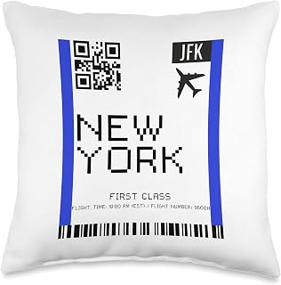 Boarding Pass NYC New York Flight Ticket Throw Pillow