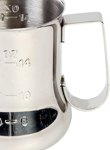 Miniatura 5 de TrueCraftware Jarra de leche espresso de acero inoxidable de 18 onzas con escala de medición, jarra de vapor, barra de café, capuchino, herramientas