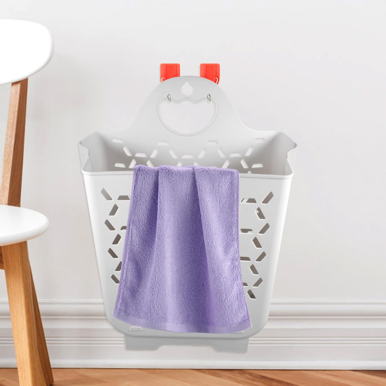 HOMOCONO Collapsible Wall Mount Laundry Basket Clothes Storage Hamper for Bathroom Space Saving Design