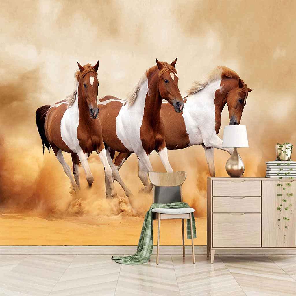 Papier peint panoramique 3D cheval poster mural géant 350x256 cm auto-adhésif