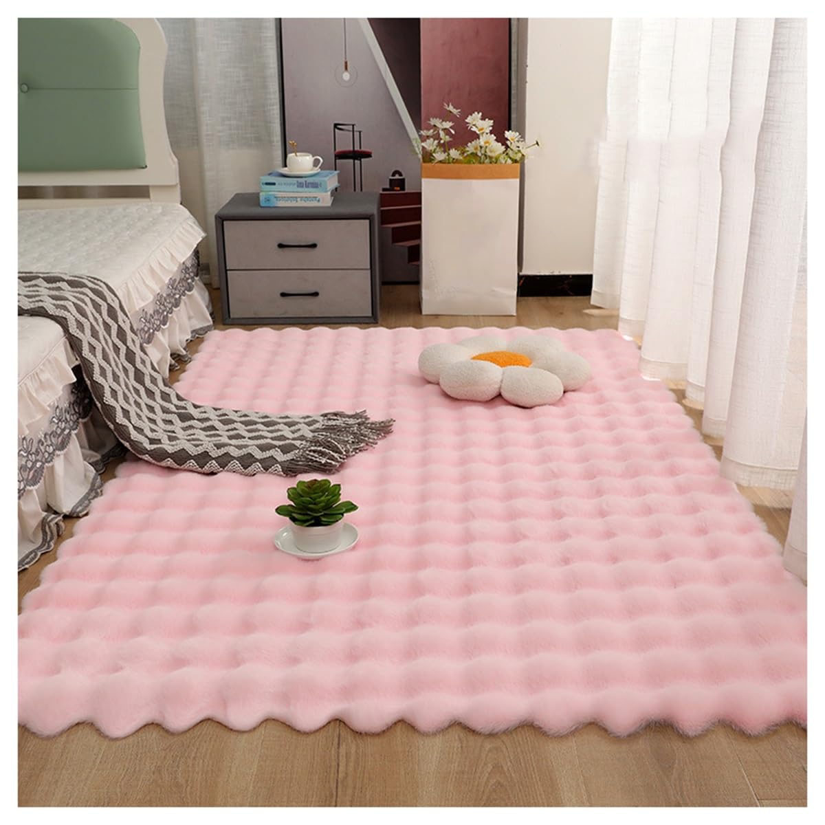 Carpet ultra doux moderne en fausse fourrure rose haut de gamme