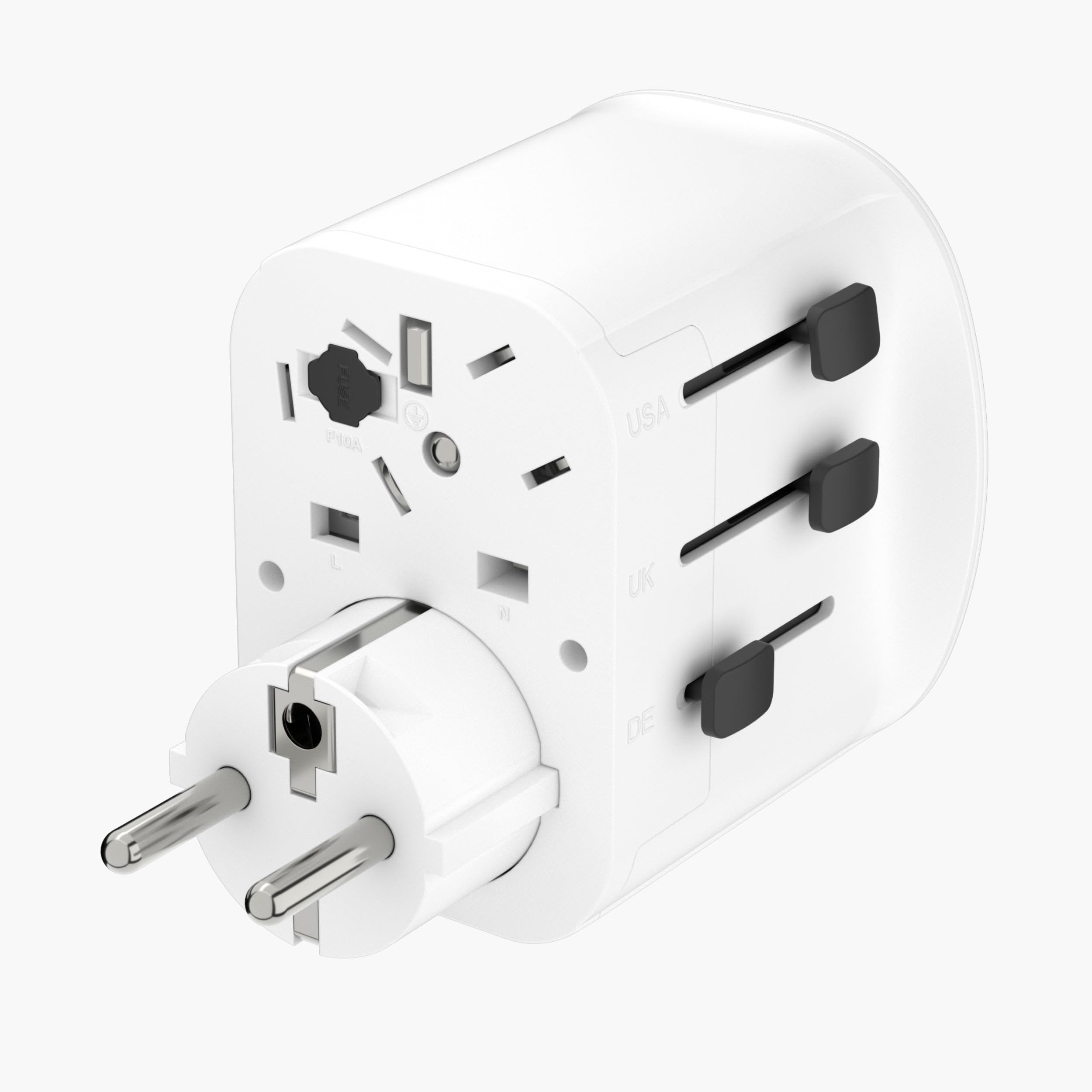 Vonmählen Unity One – Weltreise-Adapter mit USB-A & USB-C, 2300W Leistung, kompakt & ausziehbar, kompatibel in 150+ Ländern – Ladegerät für Smartphone, Laptop, Kamera & mehr