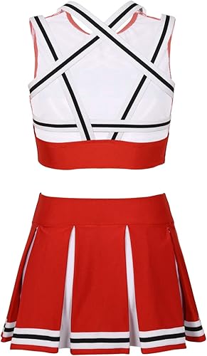 Miniatura 4 de Sywiyi Conjunto de camisetas cortas sin mangas con falda plisada, uniforme de equipo de animadoras para mujer