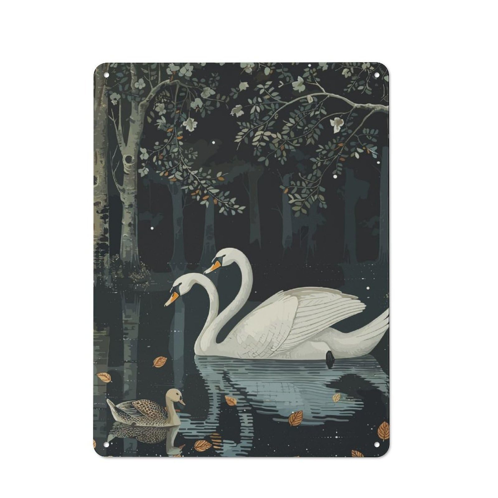 Junmoney Abstract Swan Retro Tin Sign 40X30cm For Bar Or Restaurant, For Collectors Of Retro Metal Wall Decor
