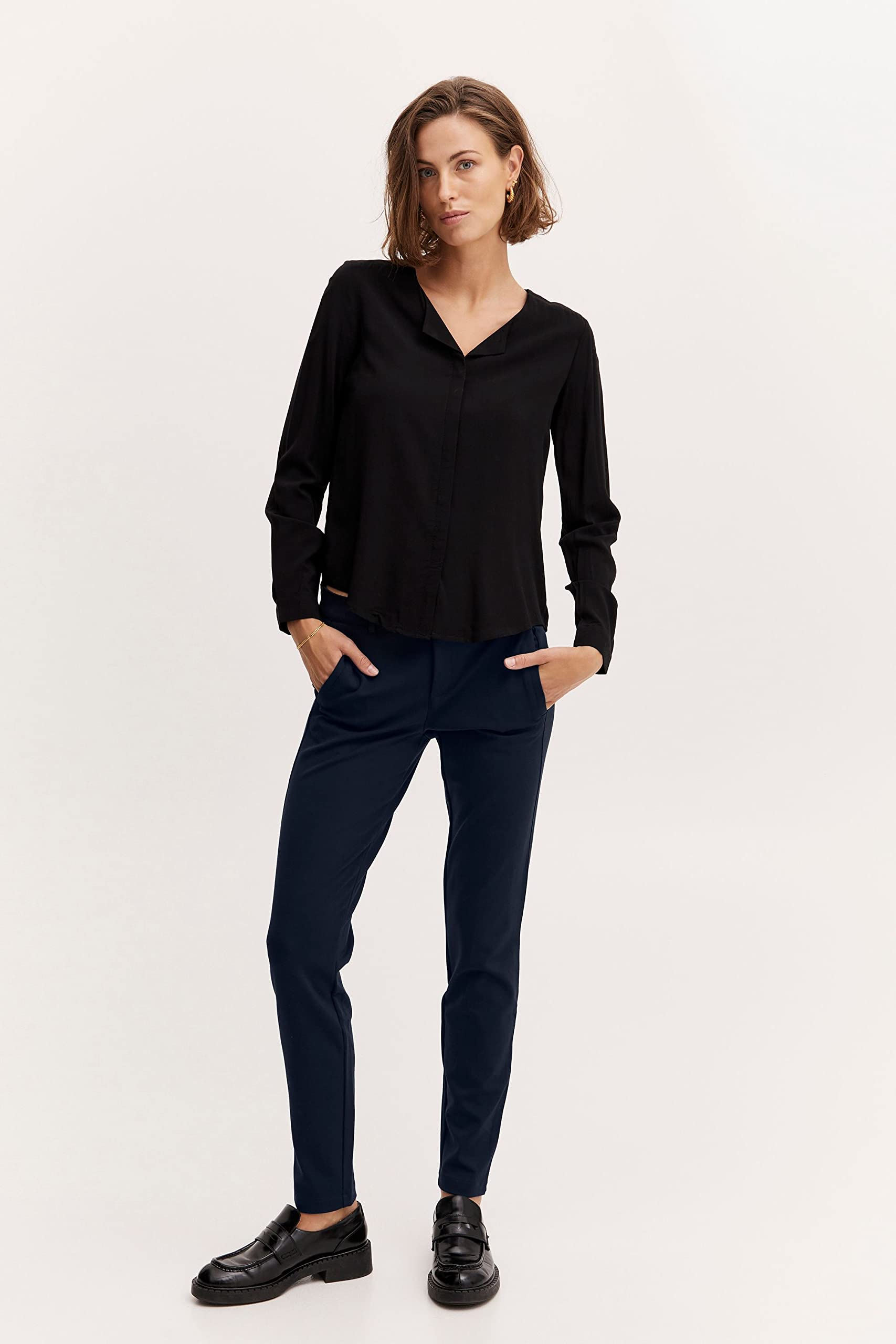 fransa FRLano Damen Hose Stoffhose Pant mit Stretch Slim Fit Mid Waist