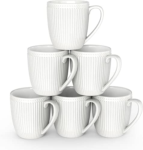 Coffee Mugs Set of 6, 16 Oz White Coffee Mugs,