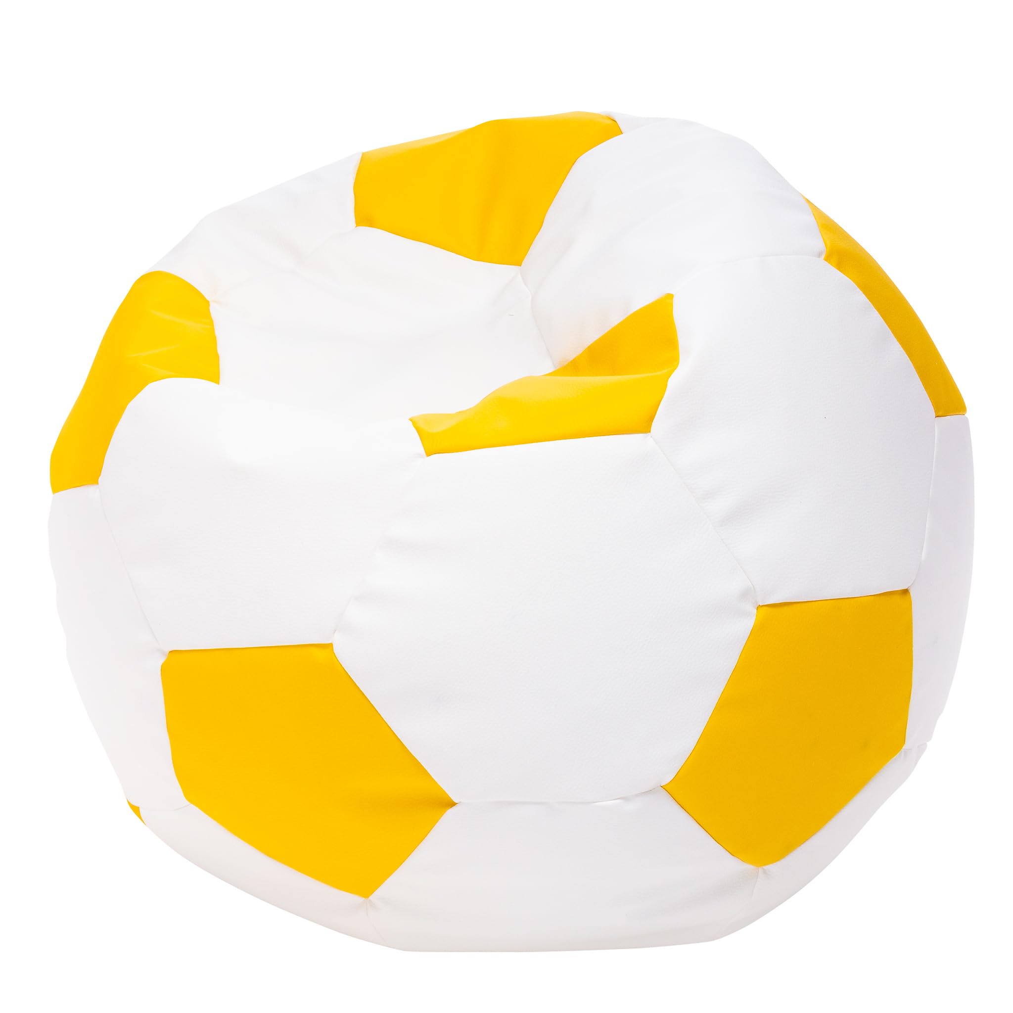 Ecopuf Sitzsack Ball - Bean Bag Ball - Sitzsäcke fur Gaming Sack - Zubehör für Fussball Kinderzimmer - Öko-Leder - 90x55cm, Zitronengelb E18