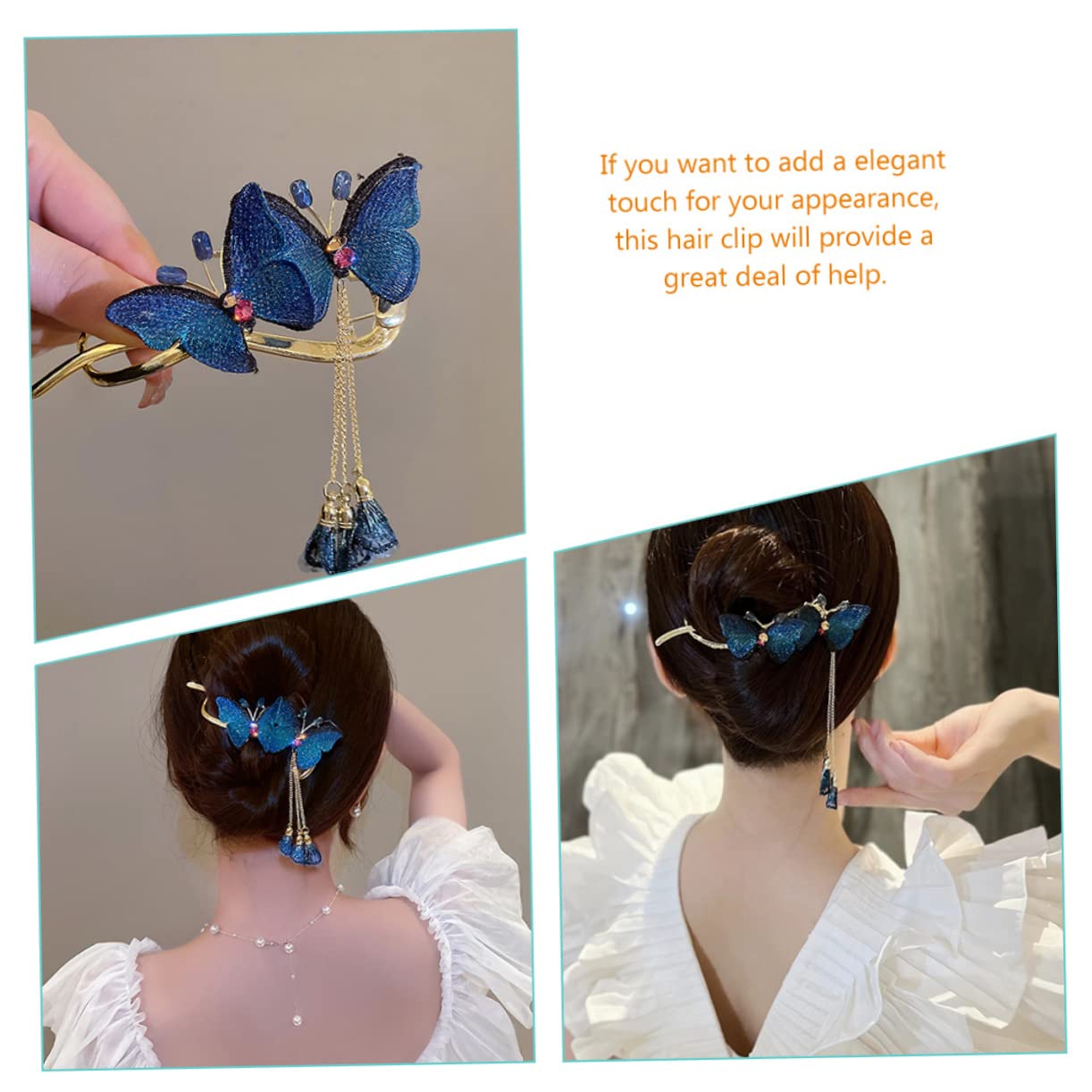 Didiseaon 4 Piezas Pinza Para El Pelo Con Bordado De Sombrero De Calamar Palo De Pelo Chino Palos De Pelo Chino Clip De Borla Cabello Japones Tela Temperamento De Las Mujeres Japón