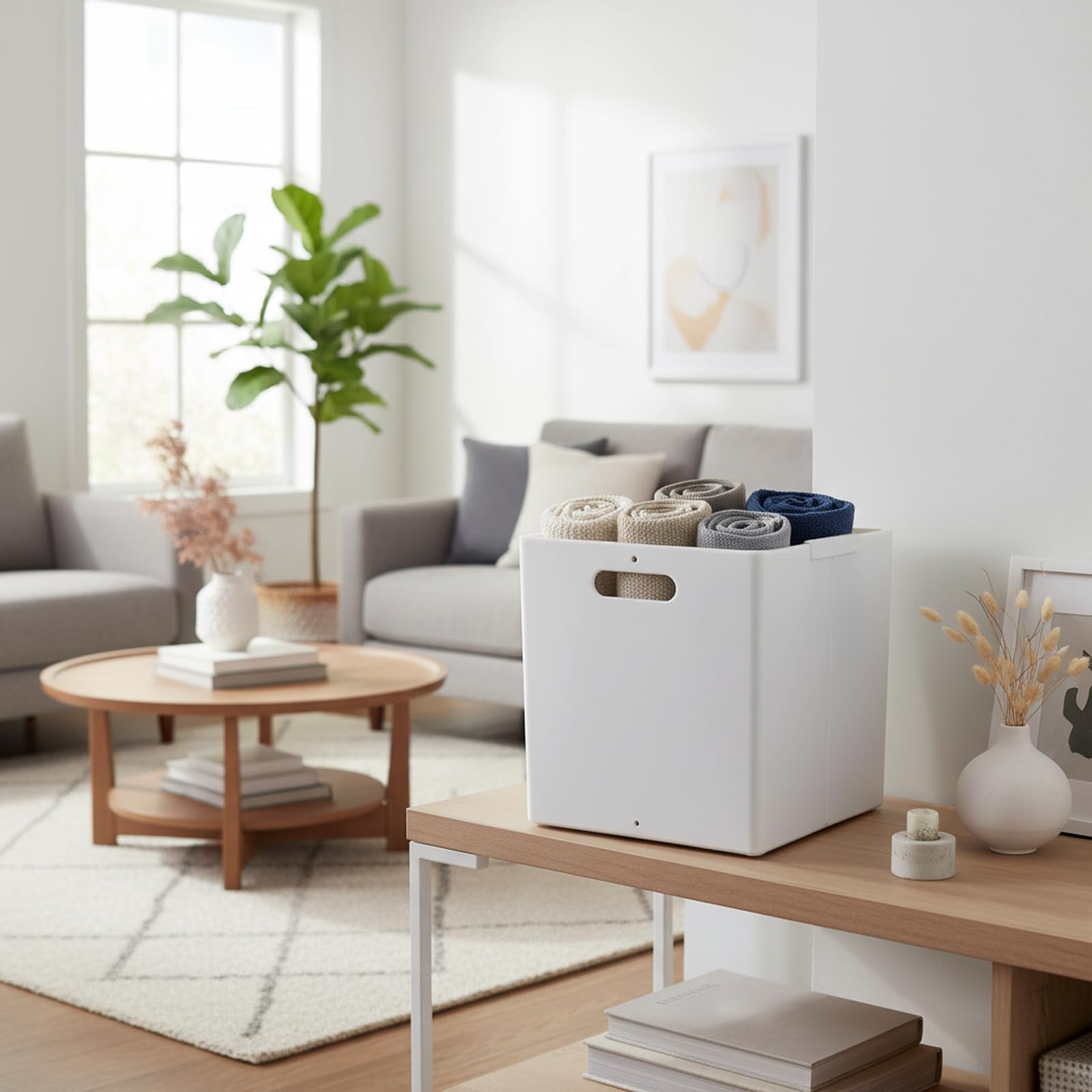 Readsky Lot de 4 Cubes de Rangement Pliables en Plastique - Blanc