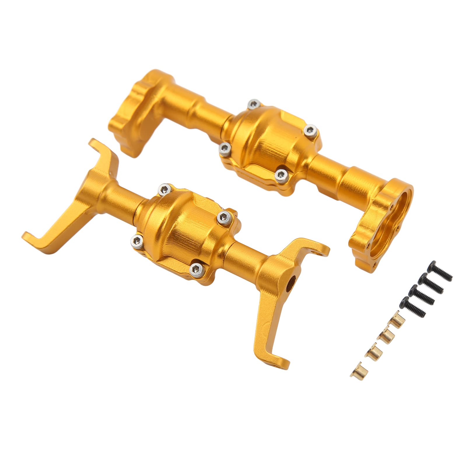 dla FMS FCX24 1/24 RC obudowa przedniej i tylnej osi samochodu, zestaw osi obrabianych CNC ze stopu aluminium, wysoka precyzja, trwałe części do modernizacji, zwiększona (Złoto)