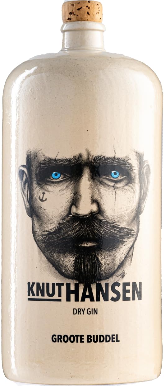 KNUT HANSEN DRY GIN | Weltweit ausgezeichnet | 14 regionale Zutaten wie Wachholder, Gurke, Basilikum | Abgefüllt in nachhaltiger Keramikflasche | 1,5L