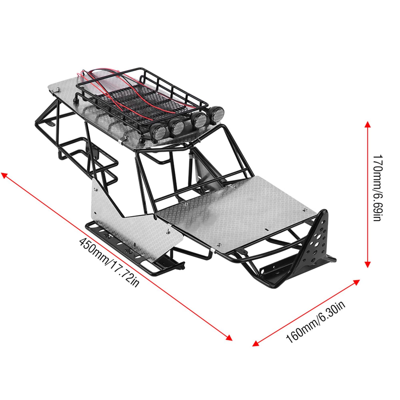 RiToEasysports Metalowa Rama do Samochodu RC, z płytą ochronną i Specjalnym Kształtem, do Samochodu Gąsienicowego RC Axial Wraith AX90018 90020 w Skali 1/10