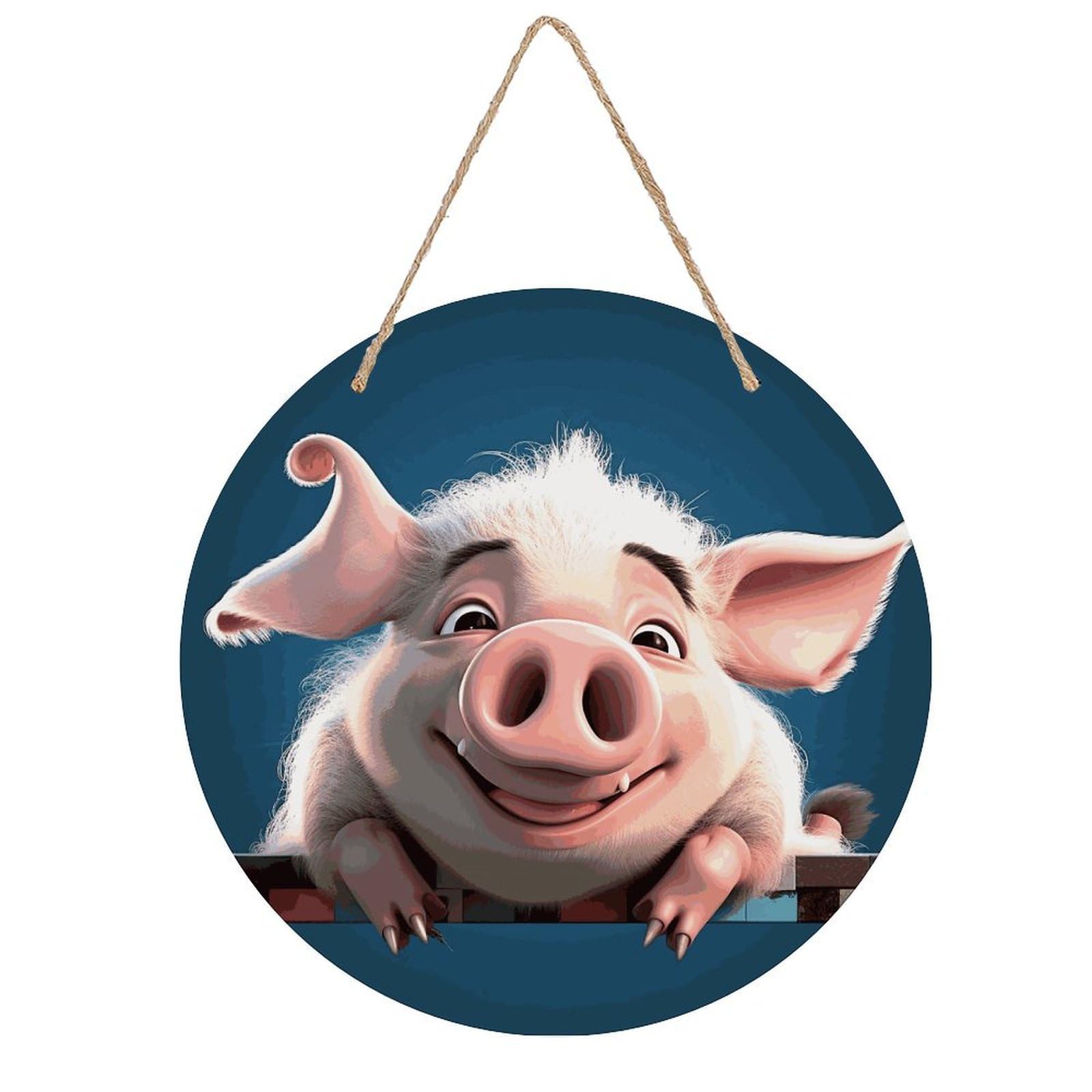 Adfgyerh Style Smiling (22) Room Decor，Round Wooden Board Painting，Wall Art，Easy To Hang，Wall Decor ，Suitable For Homes, Offices, Holidays, Bars, Cafes, And Other Venues.