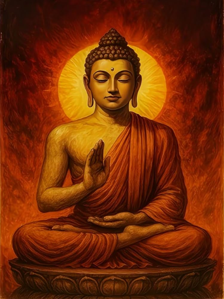 Weiniuniu Cross Stitch Kits for Adults Buddha Statue 11CT Pre Printed Stamped Beginners Cross-Stitch Kit DIY Embroidery Kit Home Decor-40X50 cm