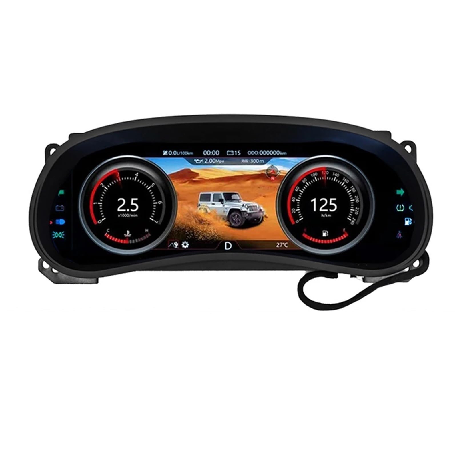 EGUIAS Car Digital Speedometer 12.3" 1920 * 720 Car LCD Dashboard Panel Fit For Jeep Fit For Wrangler Rubicon 11-2018 Instrument Cluster Virtual Cockpit(Wrangler A)