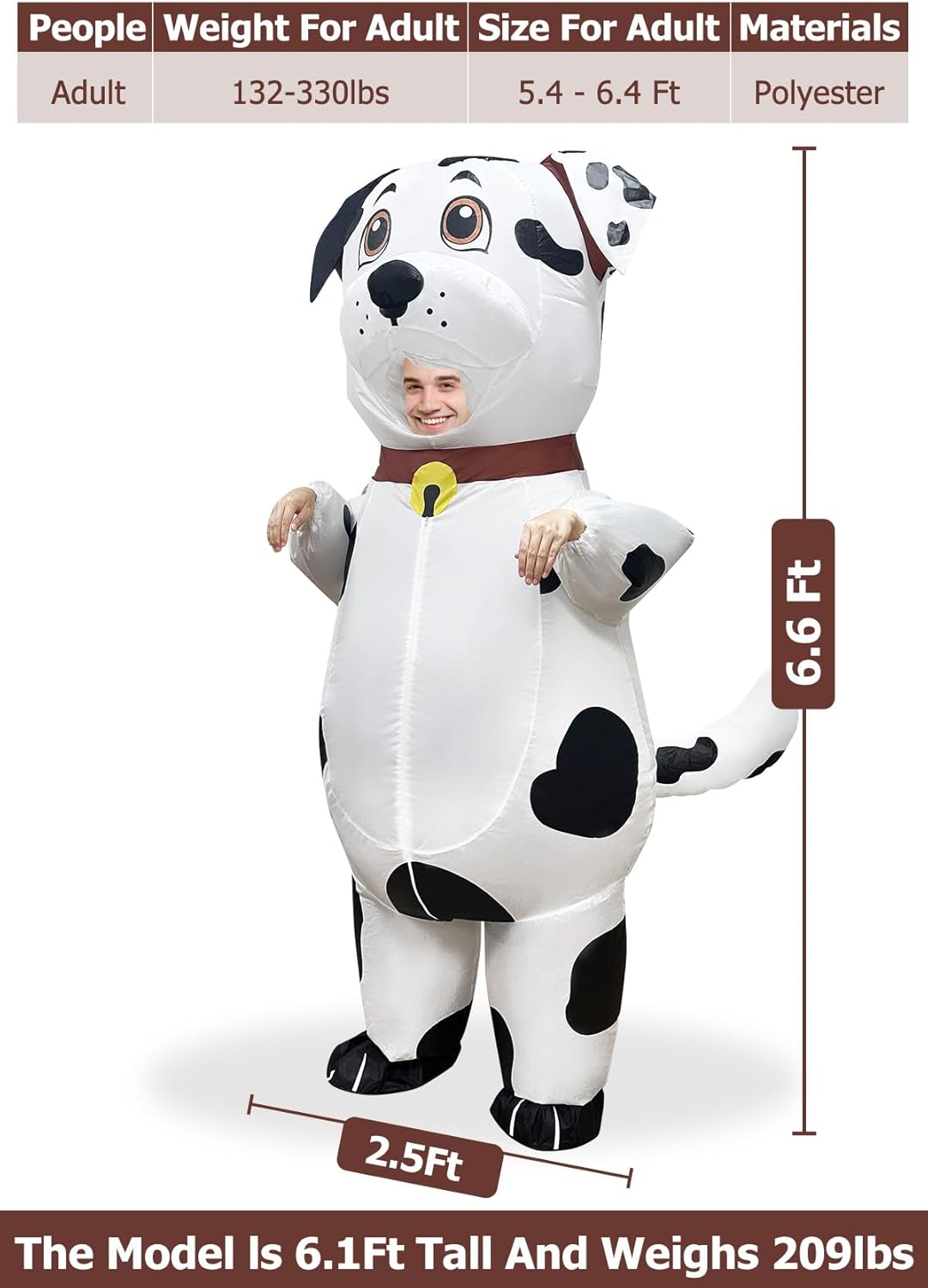 Camlinbo Halloween Inflatable Dalmatian Costume for Adults Women Men Full Body Blows up Halloween Costumes Cosplay Party - Image 4