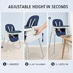 Popup closed 7-in-1 Fully Convertible Baby High Chair – Newborn to Toddler Booster, Foldable & Portable, Easy-Clean Washable Cushion, Removable Tray, 5-Point Safety Harness – Grows with Your Child (Dark Blue)