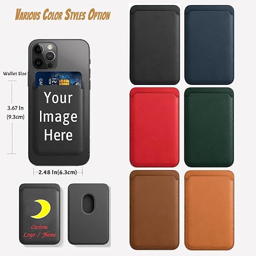 Miniatura 2 de Cartera de cuero personalizada compatible con iPhone 15141312 ProMaxPlusMini teléfono Apple y funda magnética, texto fotográfico personalizado,