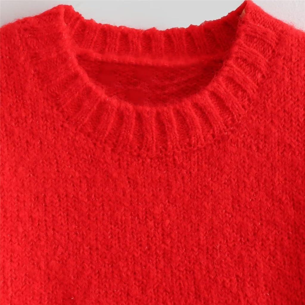 Winter Street Women's Round Neck Casual Soft Short Knit Sweater