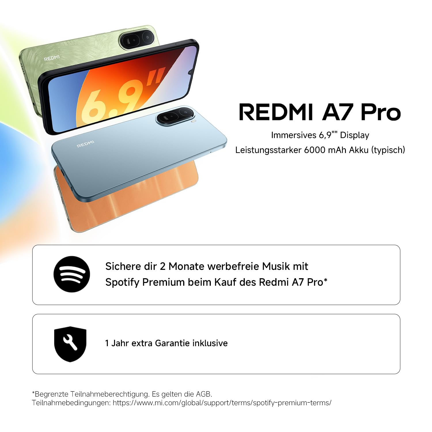 XIAOMI REDMI A7 Pro Smartphone 4+128GB, 6000mAh Akku, 13MP Kamera, Schwarz | 6,9" HD+ Displa, Octa-Core Prozessor, 13MP Dual-Kamera, 2 Jahre Garantie+1 Jahr Zusatzgarantie