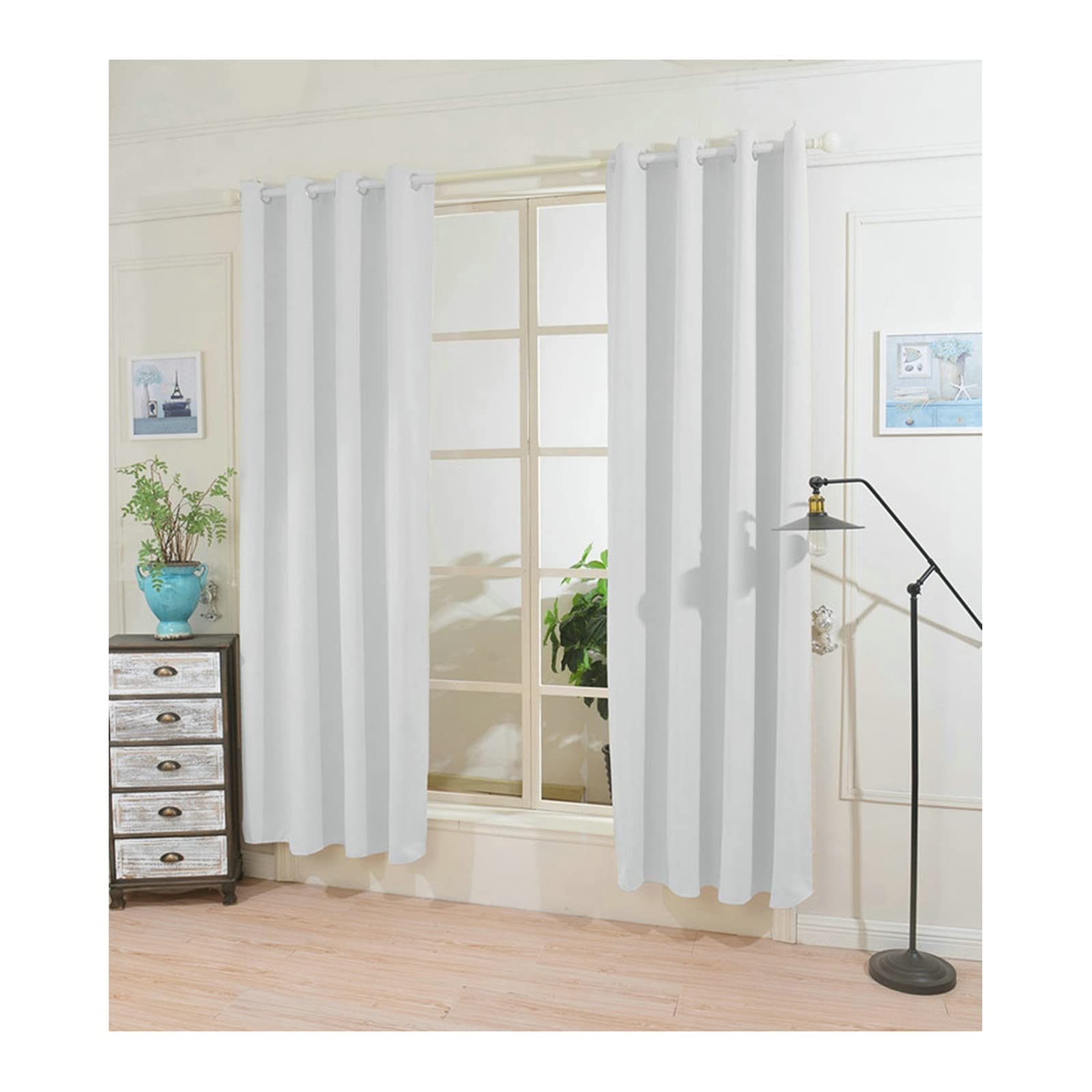 Rideaux occultants blancs 280x175cm pour salon et chambre