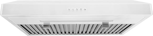 Vesta Chicago 30" White Stainless Steel Under Cabinet Range Hood - 750CFM, 3-Speed Exhaust Fan, New Extra LED Light, and Dishwasher-Safe Baffle Filters (30 Inch White Stainless Steel)