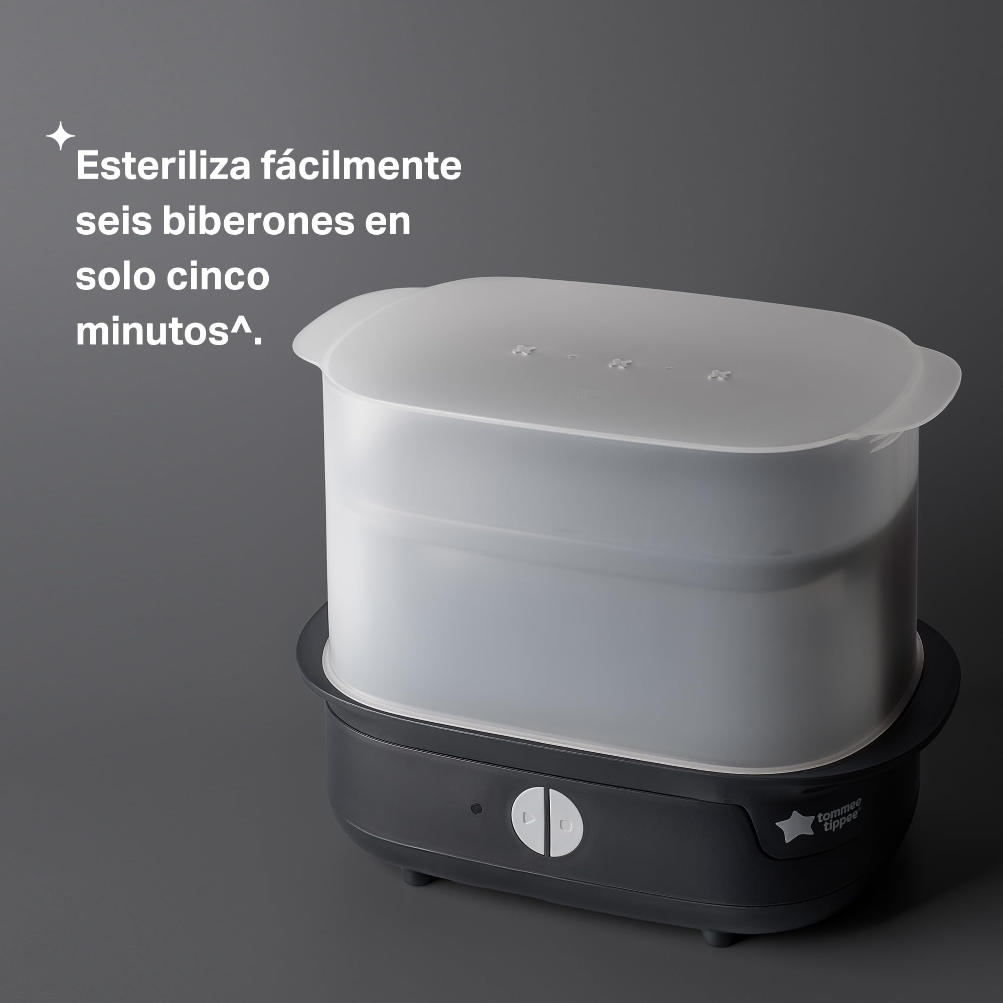 Tommee Tippee Esterilizador a Vapor Eléctrico Avanzado, Mata los Virus* y el 99,9 % de las Bacterias, Ciclo de Esterilización de 5 Minutos, Blanco