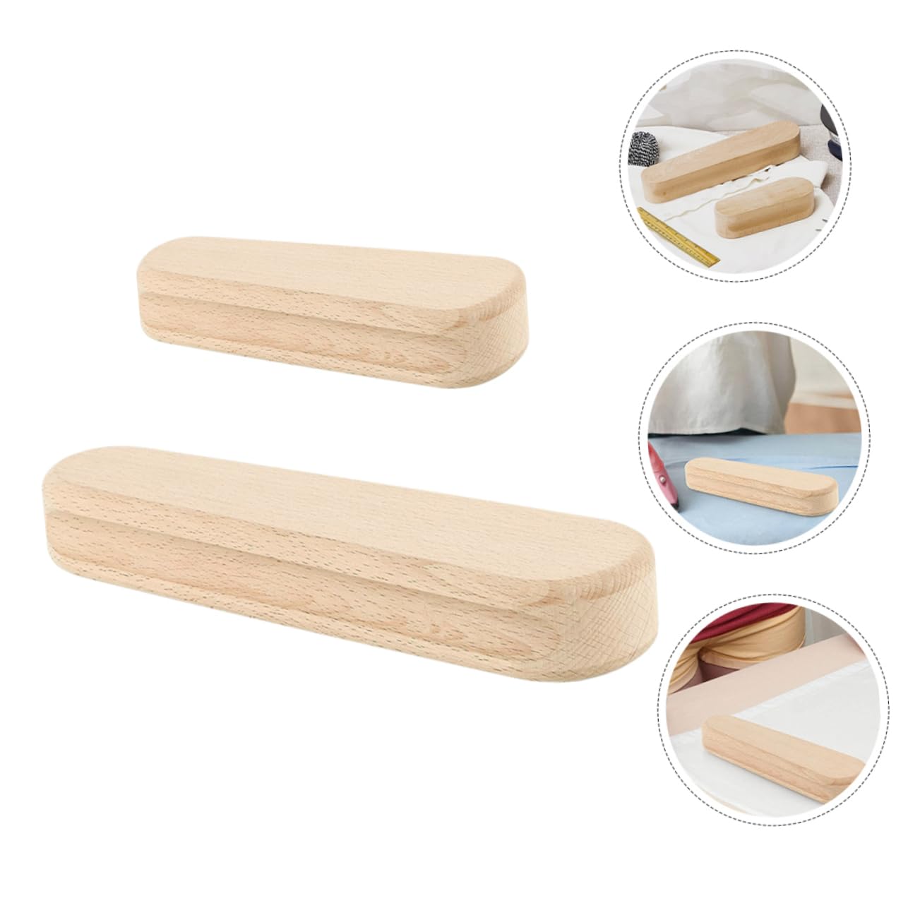 Badajo de Costura de Madera Khaki 2 Piezas para Costura Precisa | Superficie Lisa y Plana, Juego de 2 Unidades, Accesorio para Labores de Confección