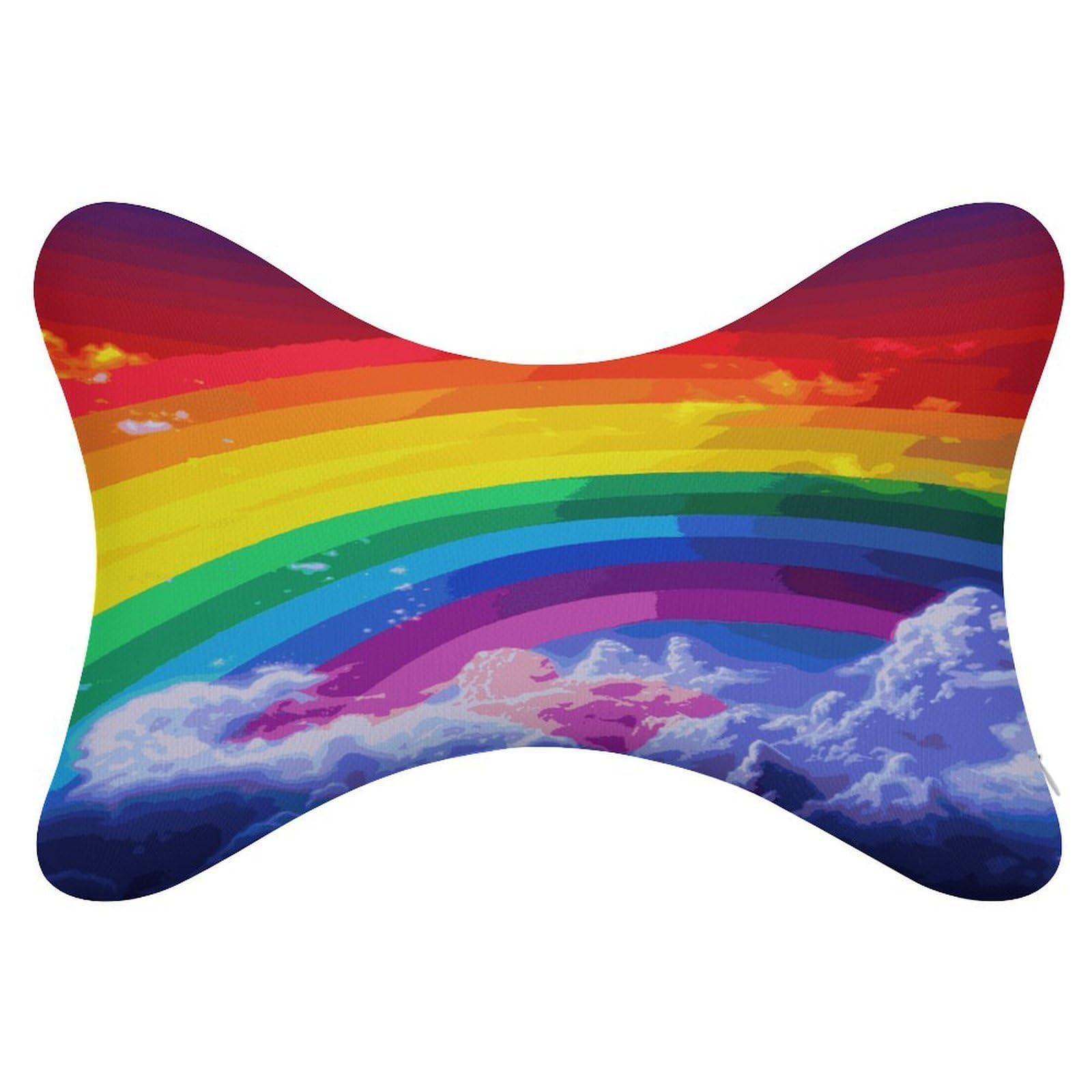 Khauerbc Style Rainbow Car Headrest Pillow - 2 Pack,Neck Pillow With Washable Removable Cover,Car Travel Pillow For Car Bus Truck Driving Comfort