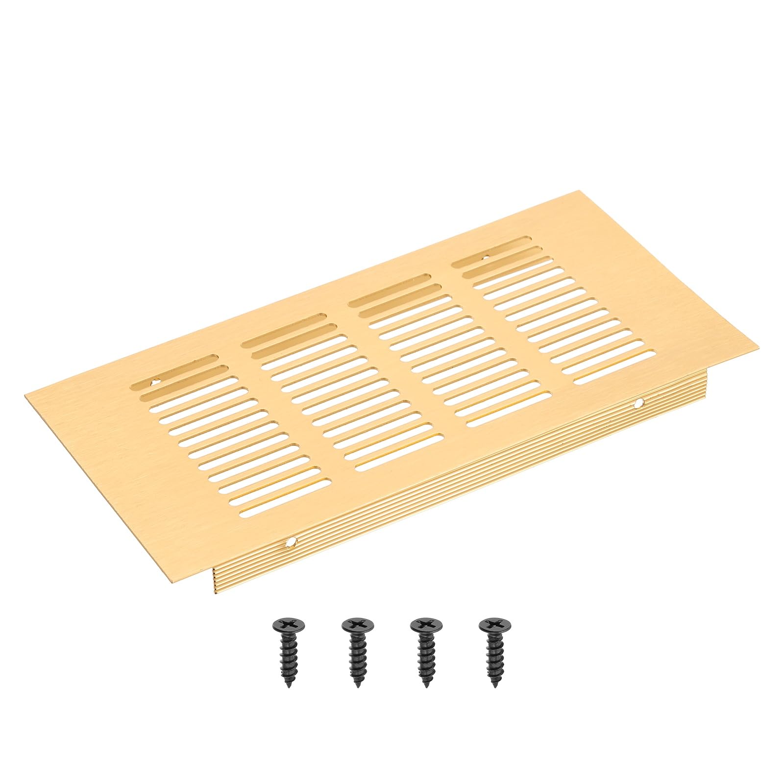 PATIKIL 10cm x 20cm Rectangle Ventilation Grille, Aluminum Air Vent Cover Louvered Ventilation Cover with Mounting Screws for Cabinet Closet Door Wardrobe, Gold